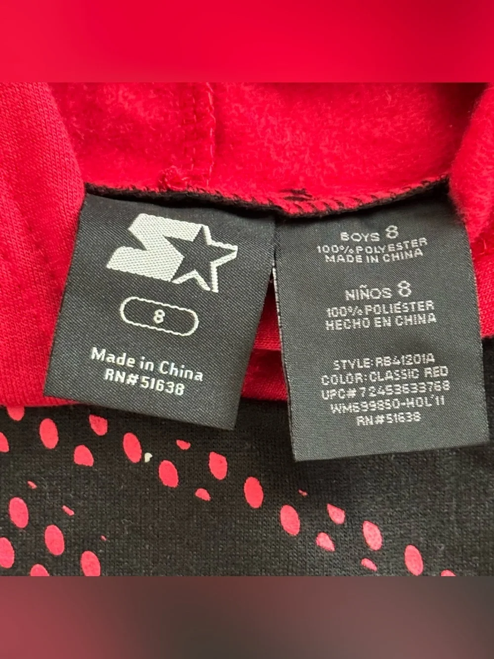 Starter Boys 2Pc Fleece Active Set Hoodie Pants Red Black Size 8 Soft W/Pockets
